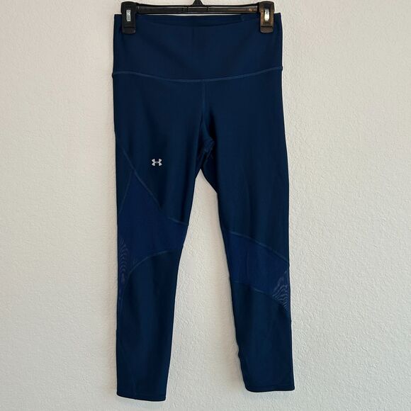 Under Armour Project Rock Compression Crop Navy Sz M - Picture 1 of 7